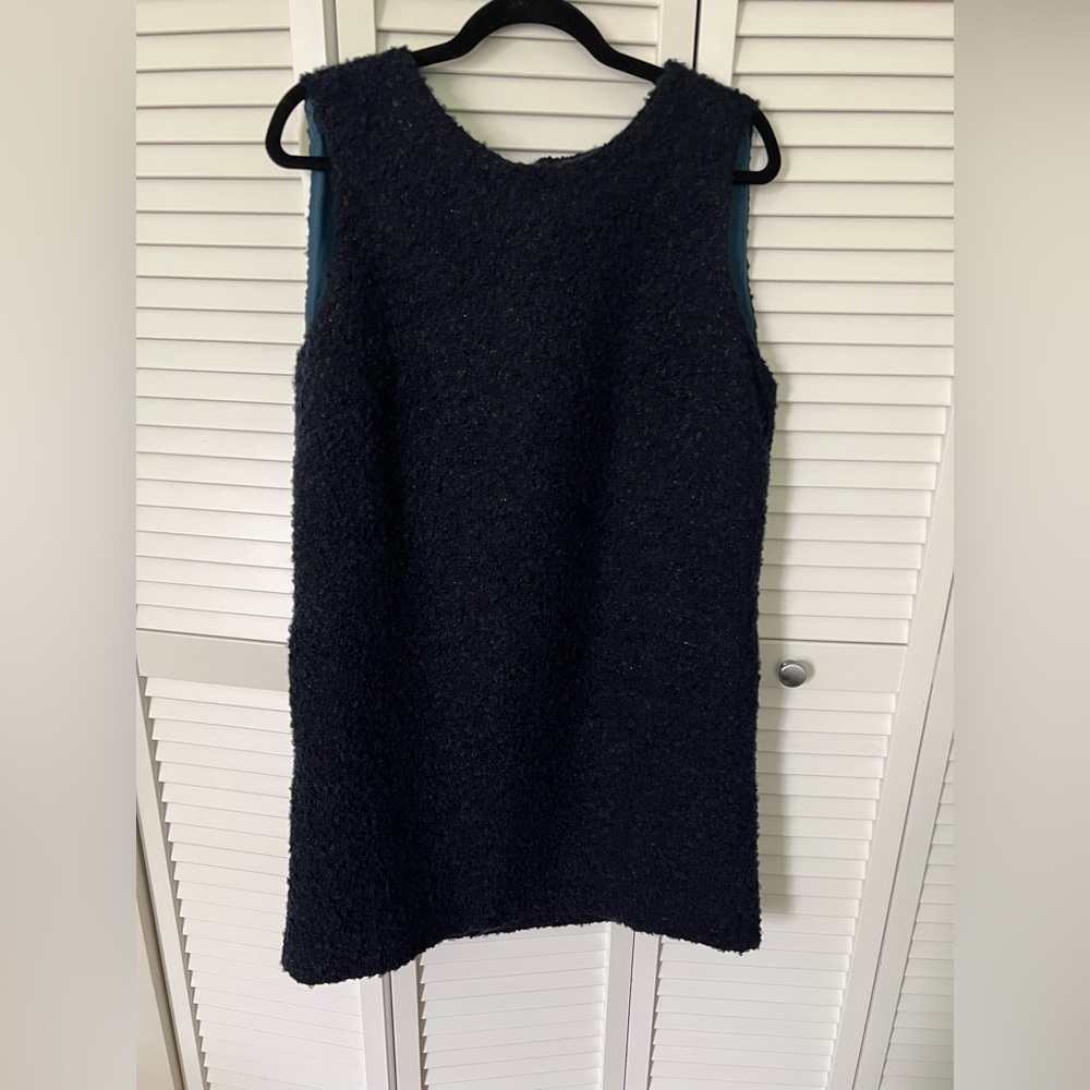 Navy Italian Boucle Tweed Mini Shift Dress